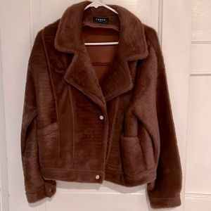 FRNCH XS FAUX FUR BROWN JACKET
